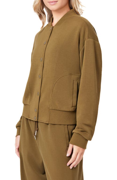 Scotch & Soda Jersey Bomber Jacket In Green