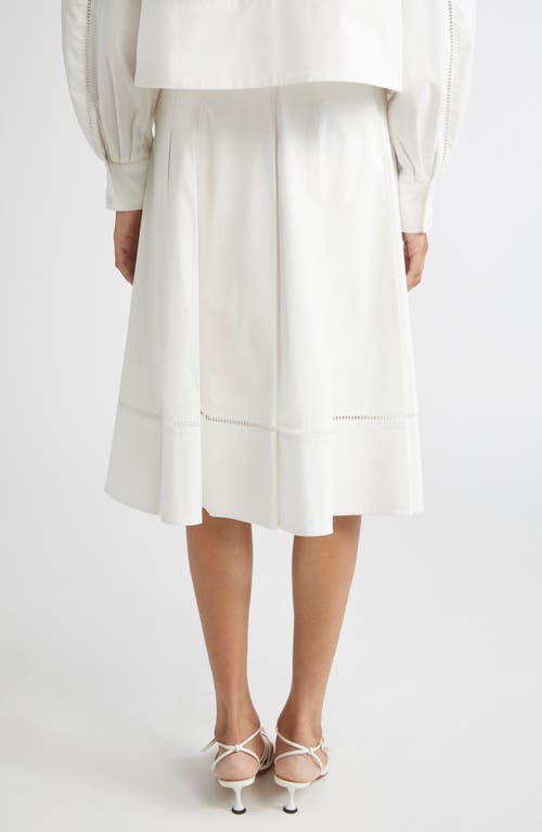 Proenza Schouler Laci Ladder Stitch Inset Pleated Stretch Cotton Poplin Skirt