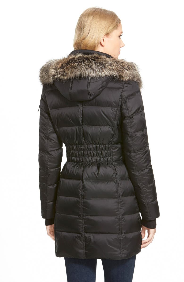 French Connection Asymmetrical Down Coat with Faux Fur Trim, Alternate, color,