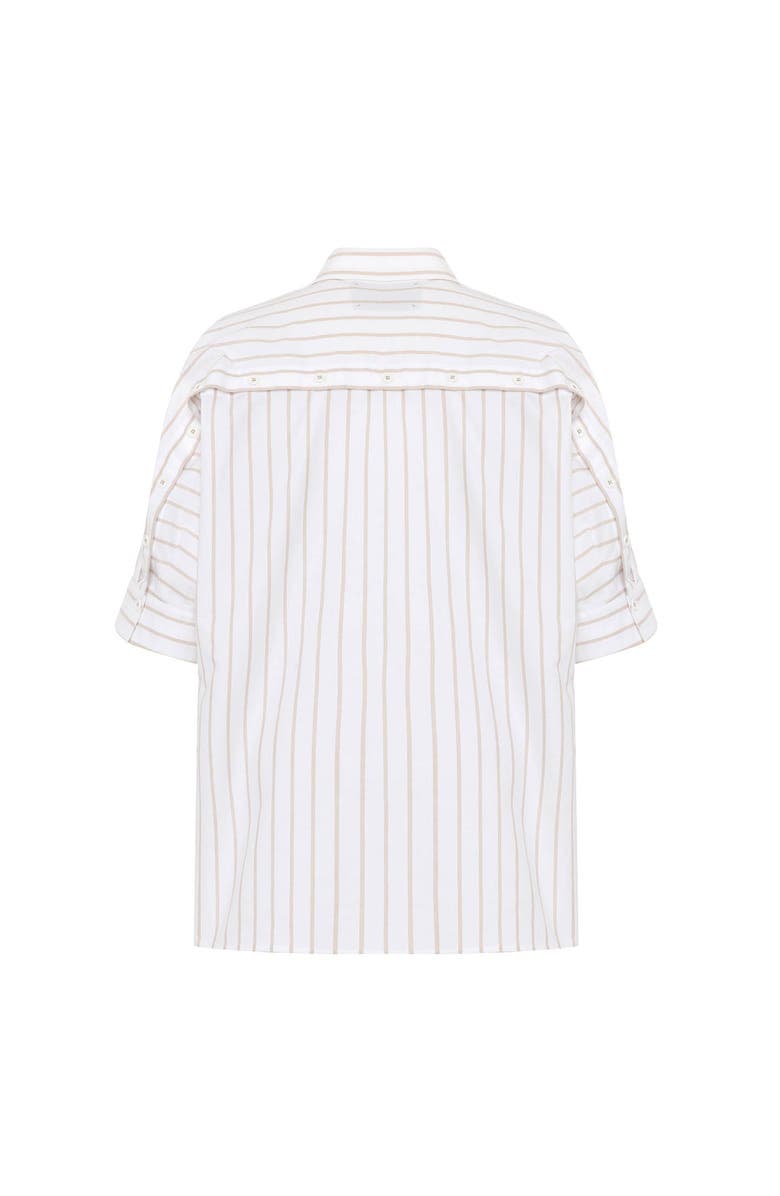 THEO The Label Echo Back Button Dolman Shirt, Alternate, color, White/Sand