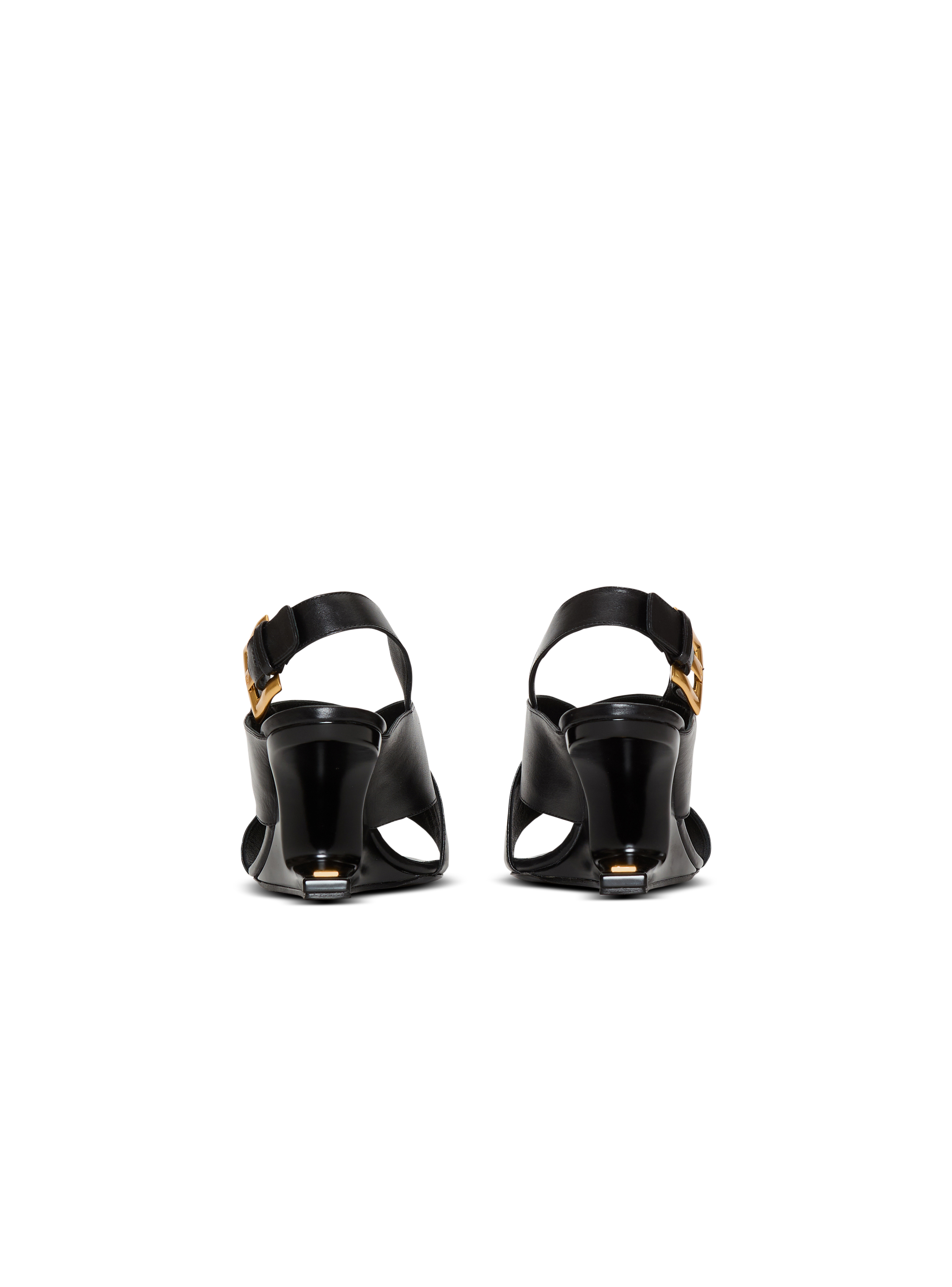 Balmain Anthem No Wedge smooth leather sandals, Alternate, color, Black
