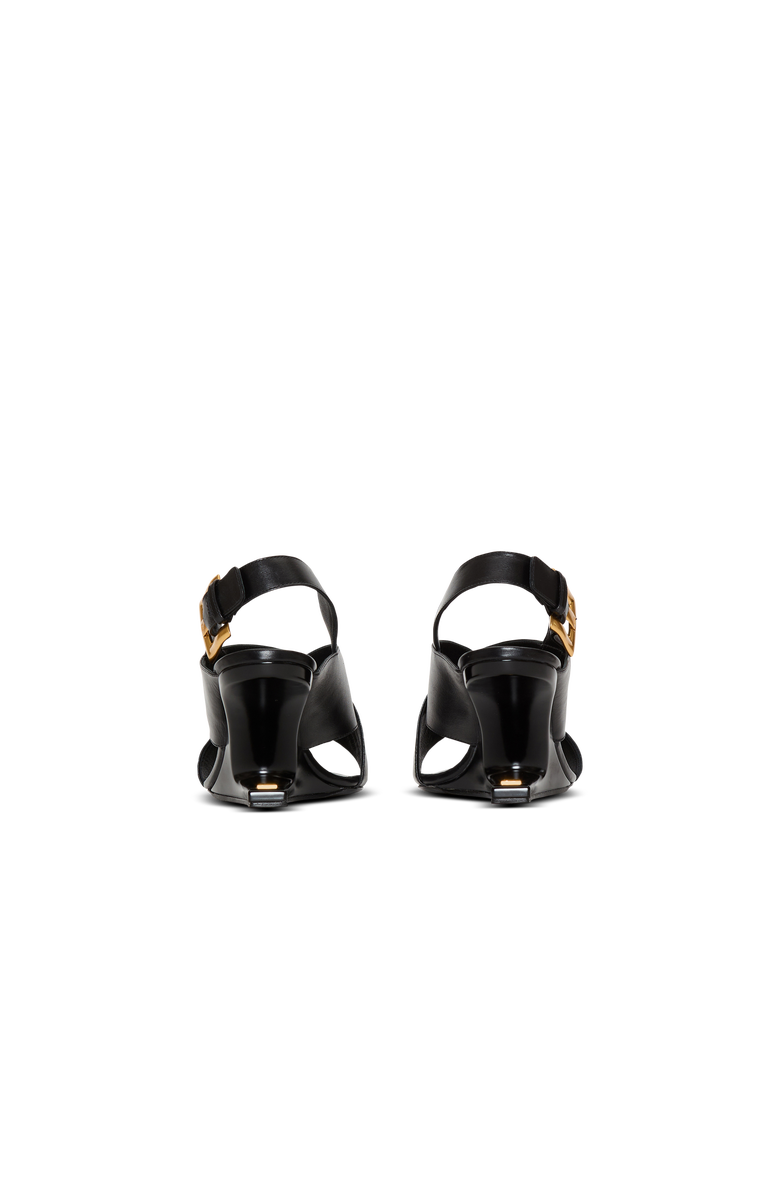 Balmain Anthem No Wedge smooth leather sandals, Alternate, color, Black