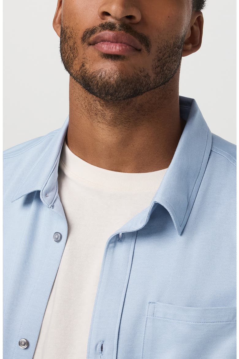 Oxford Knit Short Sleeve Button-Up Shirt, Alternate, color, BLUE DUSK