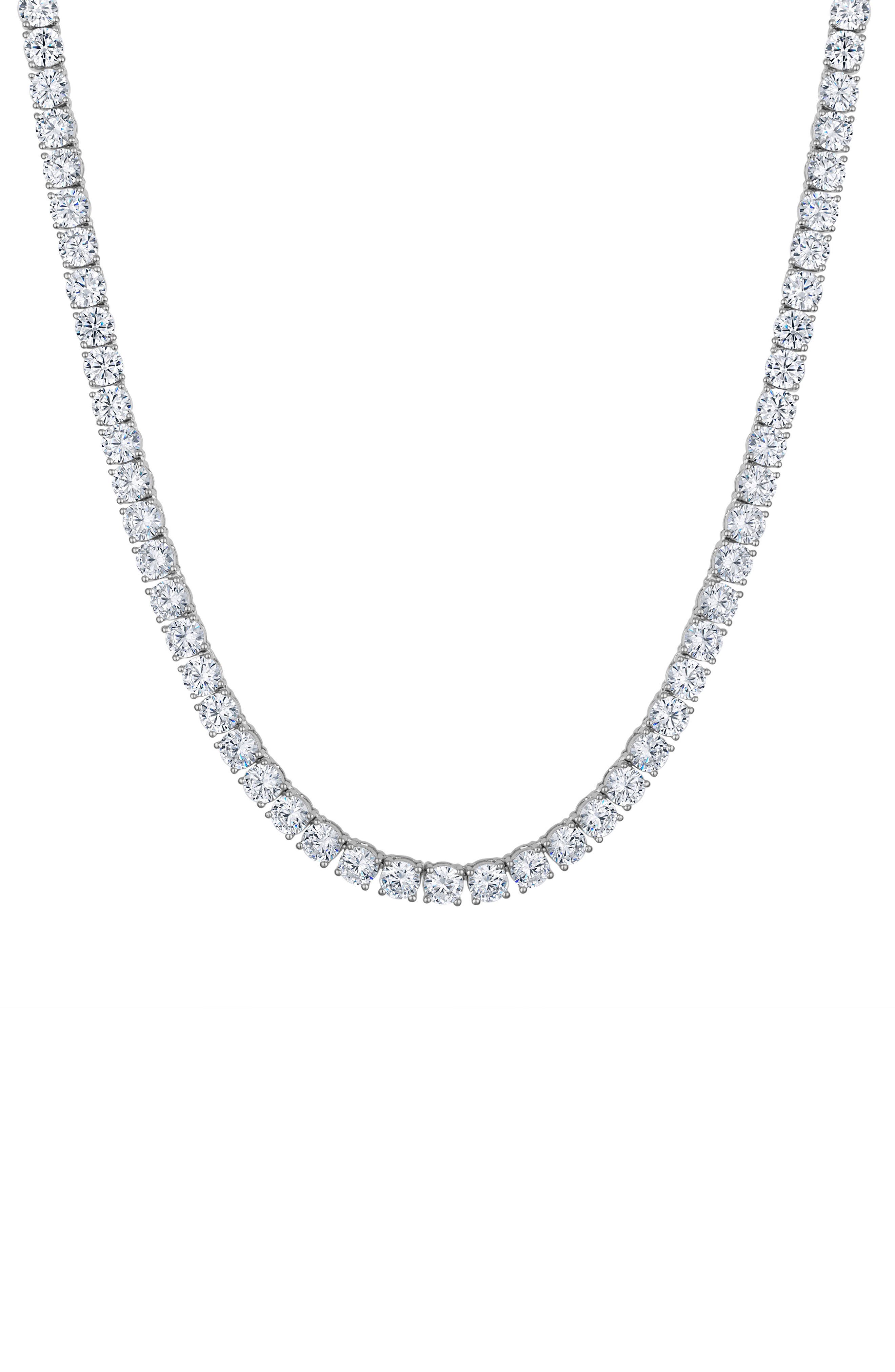FZN Silvertone Cubic Zirconia Tennis Necklace