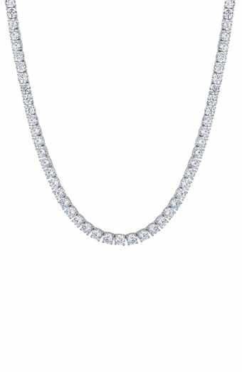 FZN Silvertone Cubic Zirconia Tennis Necklace