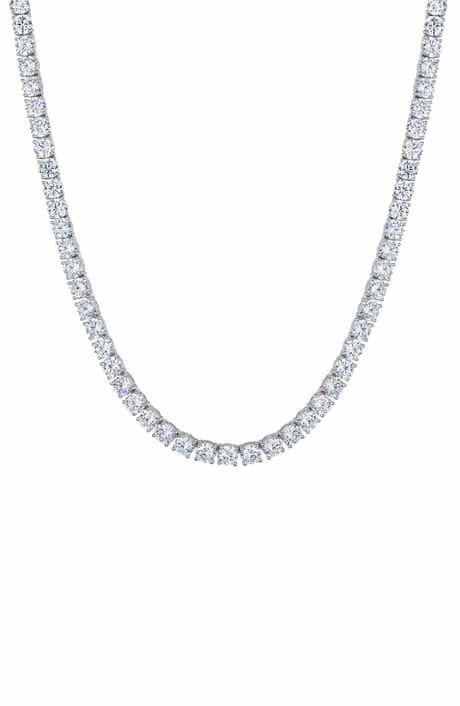 FZN Silvertone Cubic Zirconia Tennis Necklace