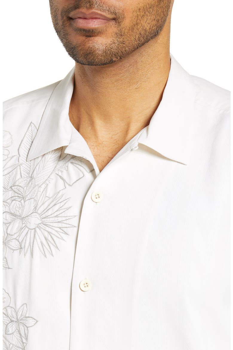 Vicenco Vines Classic Fit Embroidered Silk Button-Up Camp Shirt, Alternate, color, CONTINENTAL