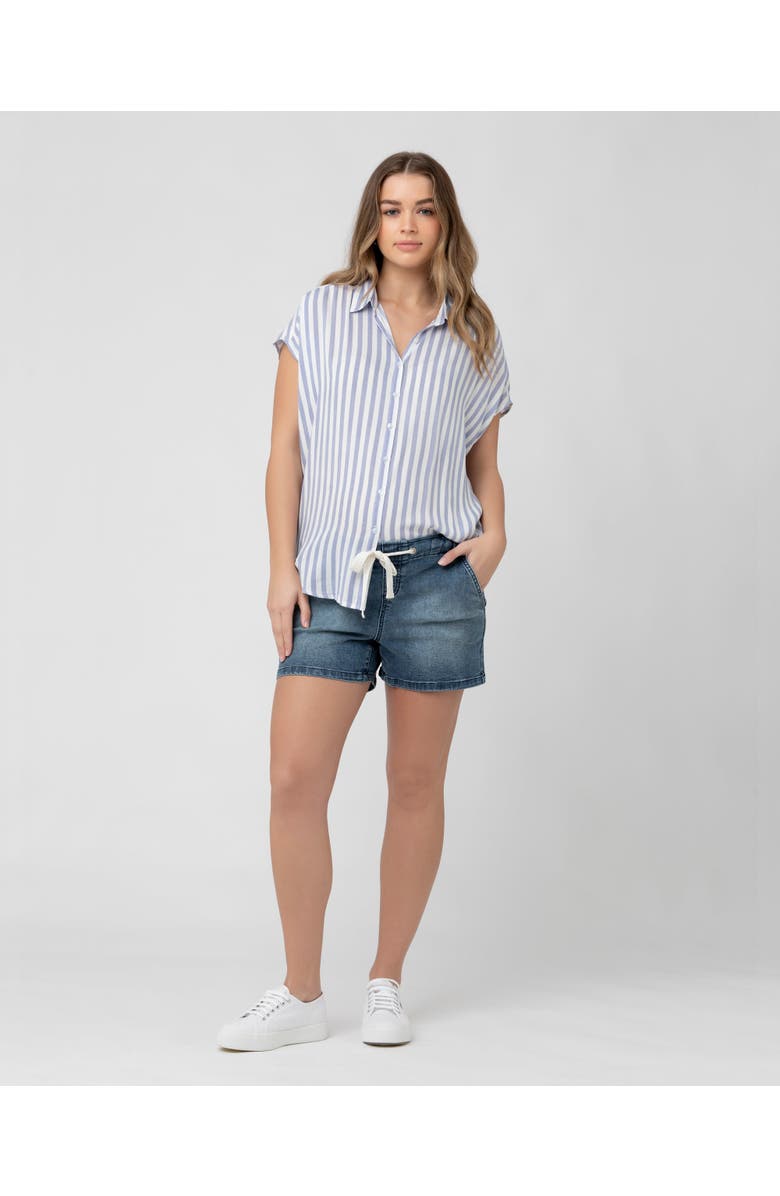 Ripe Maternity Quinn Relaxed Shirt Blue / White, Alternate, color, Blue / White
