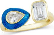 SAVVY CIE JEWELS Cubic Zirconia & Enamel Open Band Ring