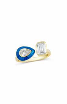 SAVVY CIE JEWELS Cubic Zirconia & Enamel Open Band Ring
