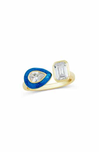 Cubic Zirconia & Enamel Open Band Ring