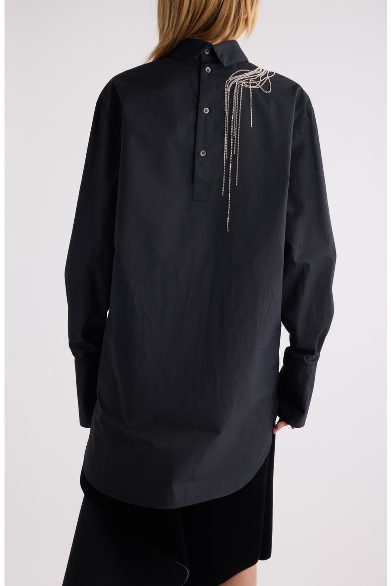 Corso Crystal Chain Detail Long Sleeve Shirt, Alternate, color, BLACK