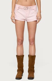 EDIKTED Vicco Belted Low Rise Shorts