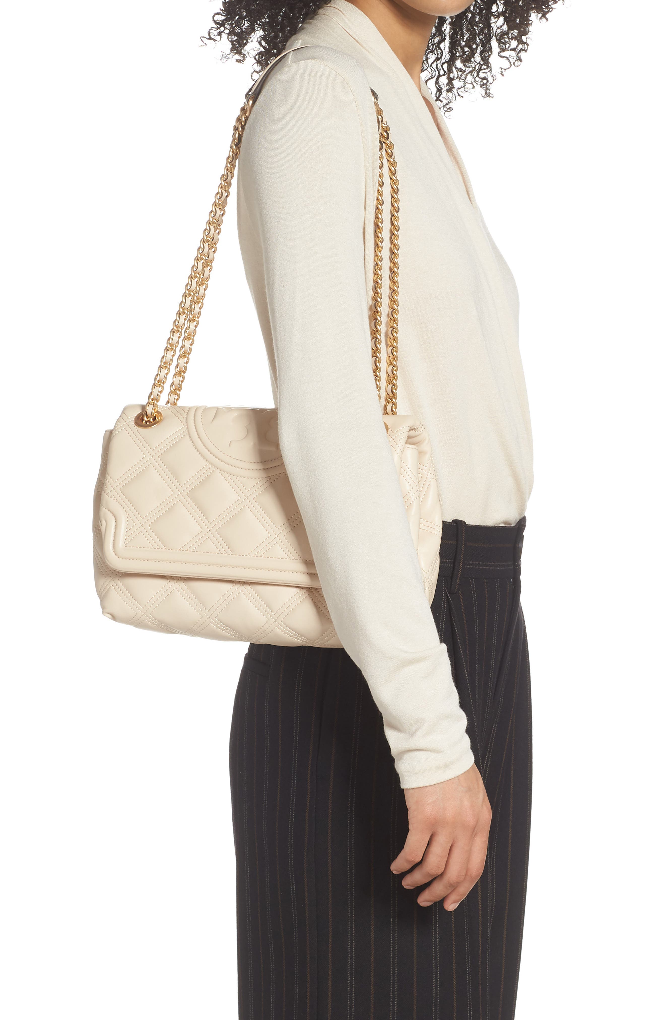 Fleming Soft Quilted Lambskin Leather Shoulder Bag, Alternate, color, NEW CREAM