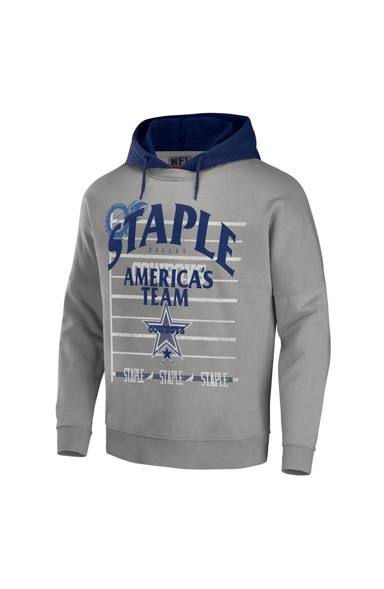 STAPLE Men's NFL x Staple Gray Dallas Cowboys Throwback Vintage Wash Pullover Hoodie, Alternate, color,