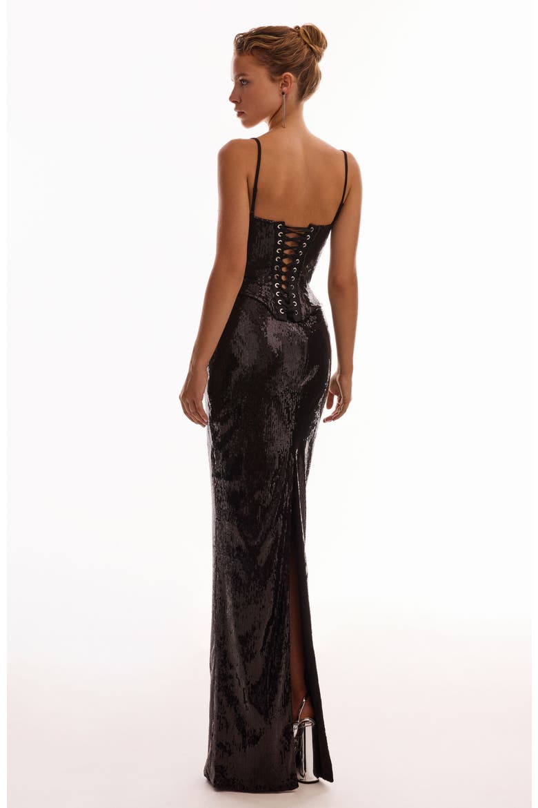 Fitted High-Waist Sequin Pencil Maxi Skirt for Cocktail Events, Alternate, color, Black
