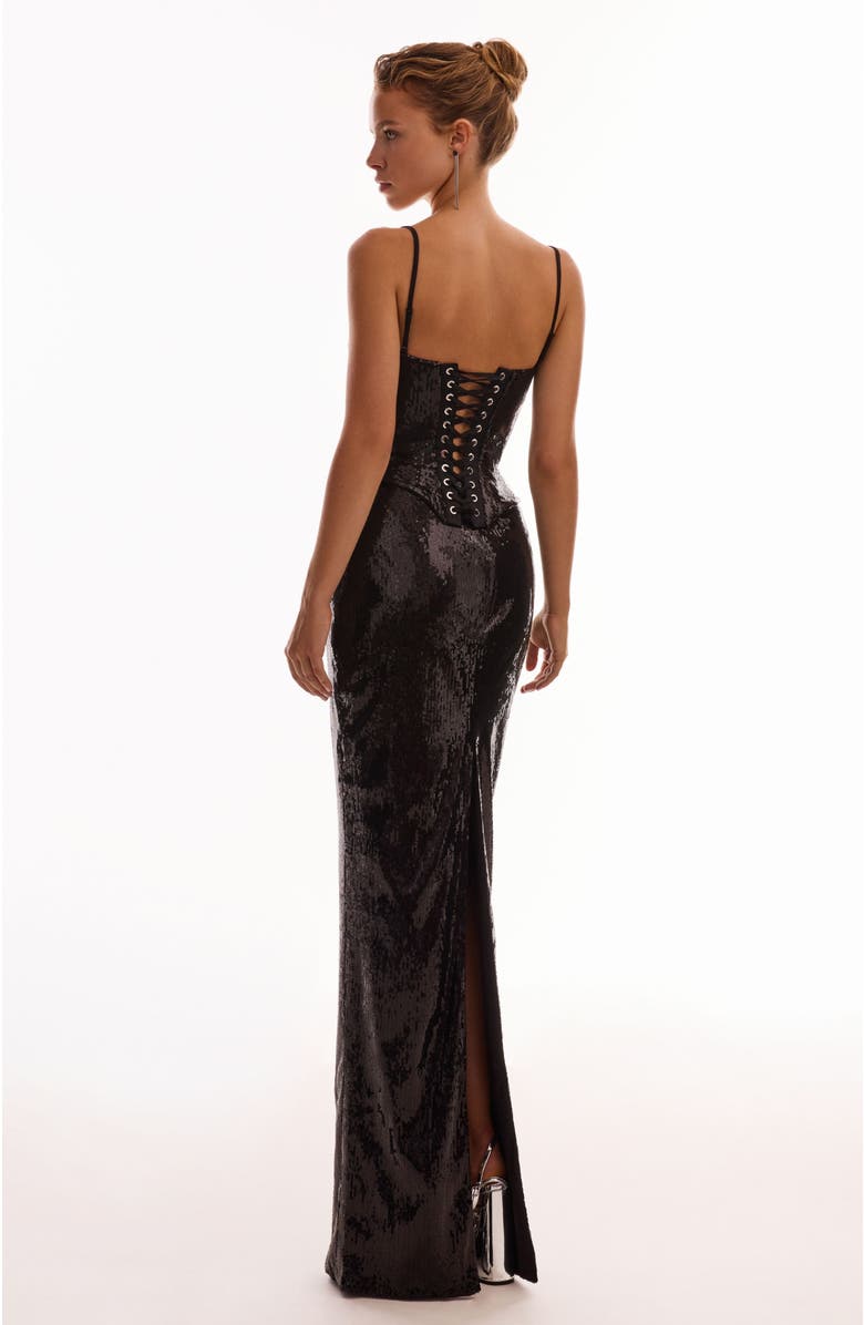 Milla Fitted High-Waist Sequin Pencil Maxi Skirt for Cocktail Events, Alternate, color, Black