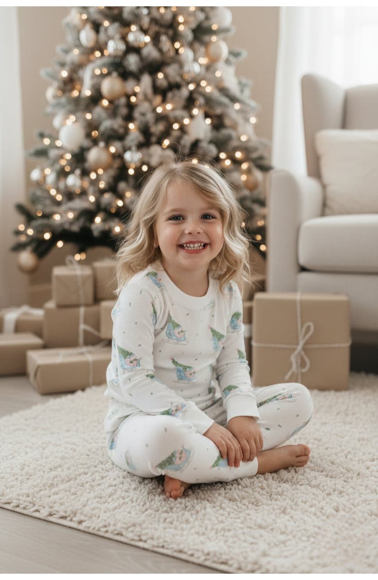 Nellapima Pima Cotton Christmas Merry Sleighs Pajama - Toddler & Little Kid, Alternate, color, Pink