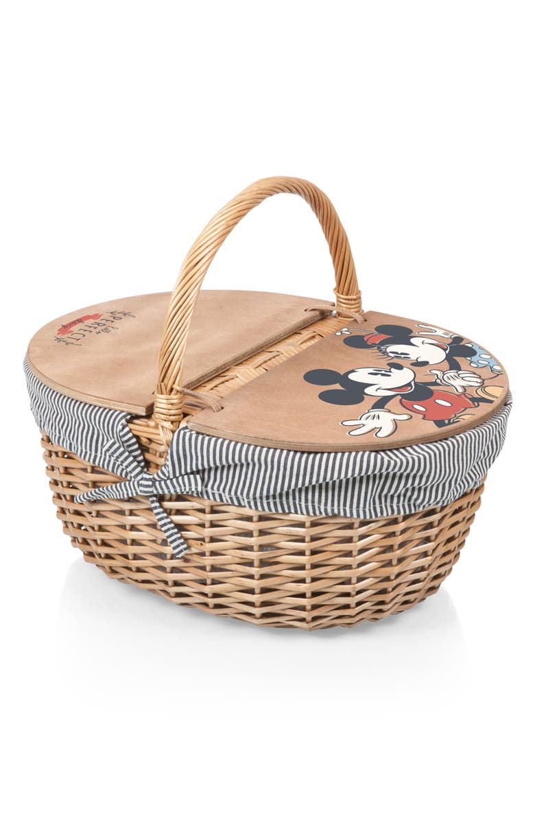 Picnic Time Mickey & Minnie Country Basket, Main, color, Navy