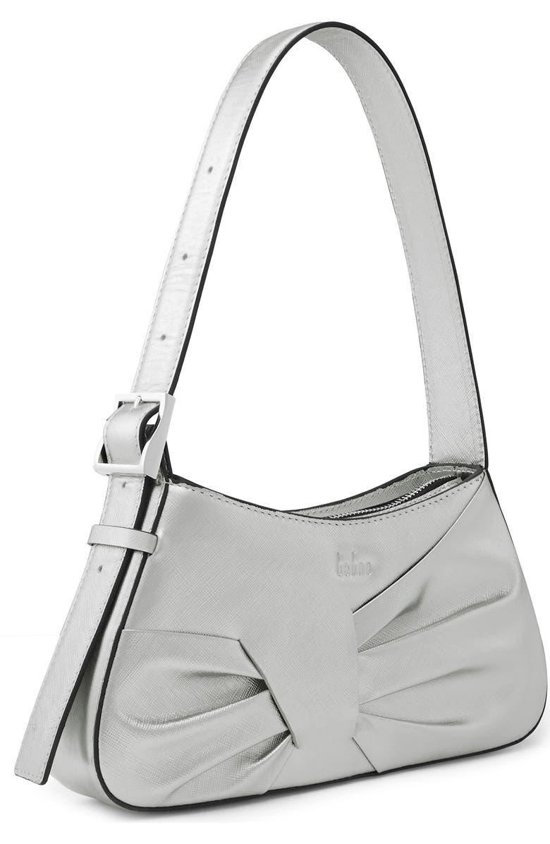 behno Mini Leena Crosshatched Metallic Leather Shoulder Bag, Alternate, color, Silver