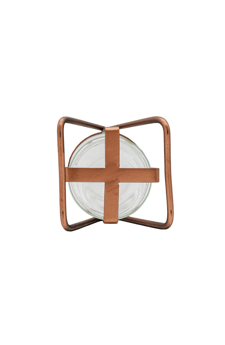 Foreside Home and Garden Rust Metal Frame with Glass Bud Vase, Alternate, color, Gold
