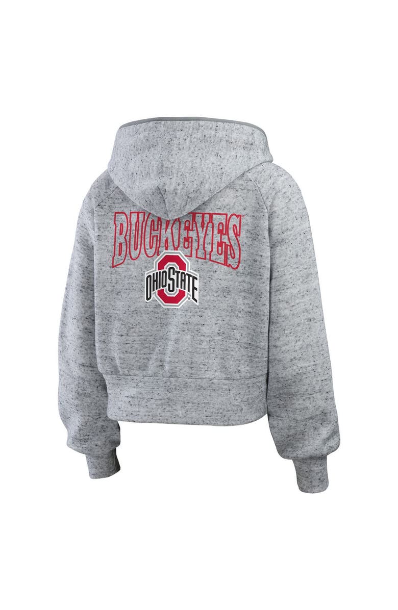 WEAR by Erin Andrews Women's WEAR by Erin Andrews Heather Gray Ohio State Buckeyes Wear Speckle Double-Hit Raglan Full-Zip Hoodie, Alternate, color,