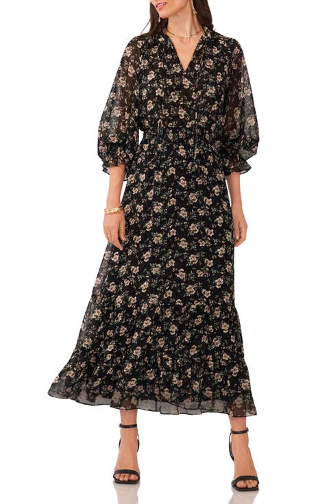 Floral Long Sleeve Midi Dress