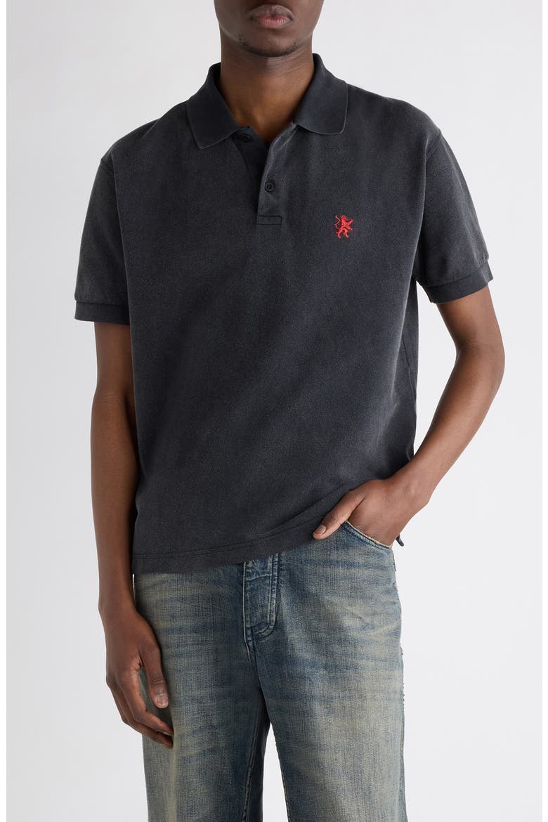 Standard Logo Embroidered Piqué Polo, Main, color, WASHED BLACK