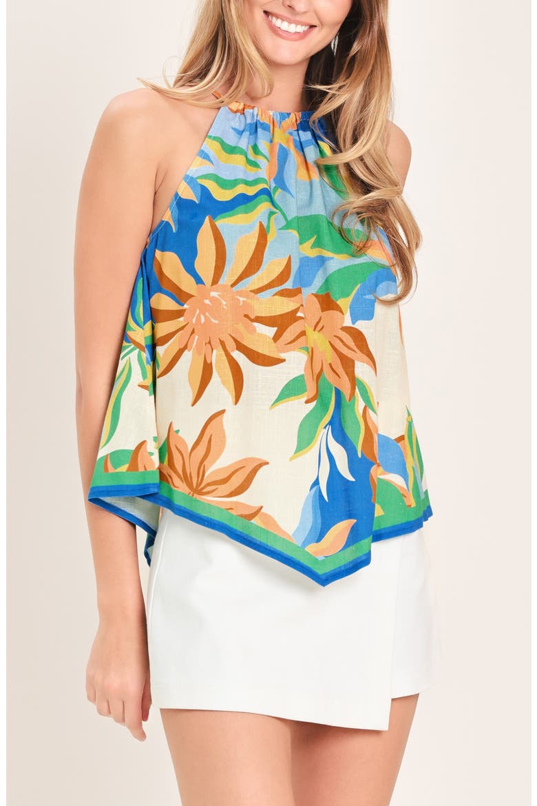 Floral Printed Halter Top, Alternate, color, BLUE MULTI