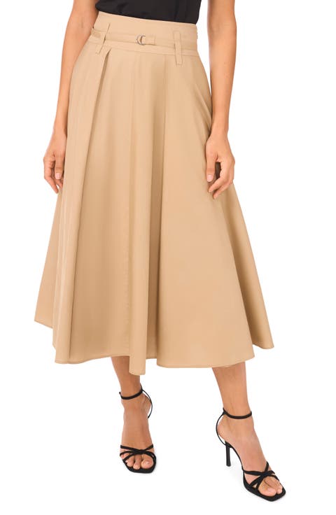 Pleated Belt A-Line Skirt