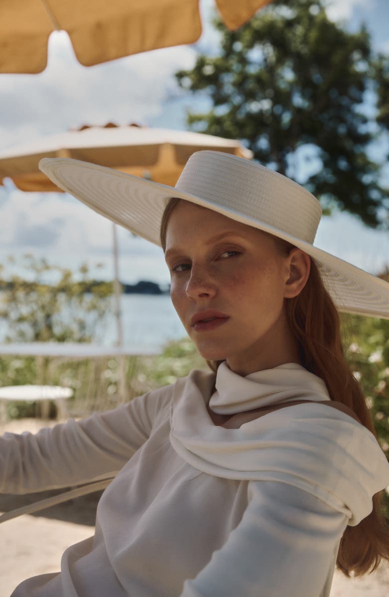 Gigi Burris Millinery Walton Boater Hat, Alternate, color, Ivory