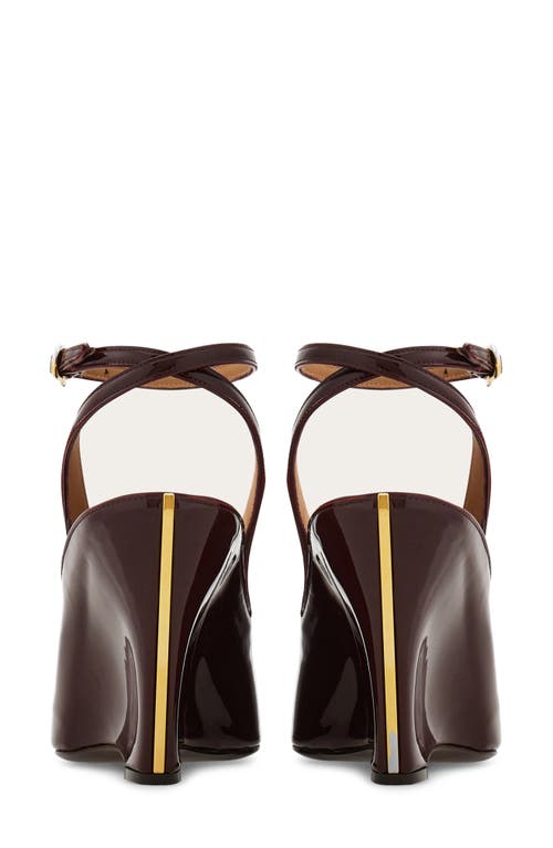 Ferragamo Arcadia Ankle Strap Wedge Pump In Burgundy