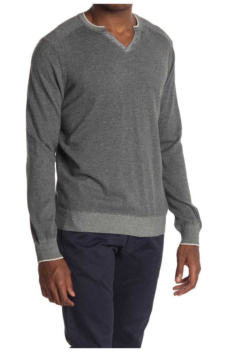 RAFFI V-Neck Long Sleeve Henley, Main, color, 