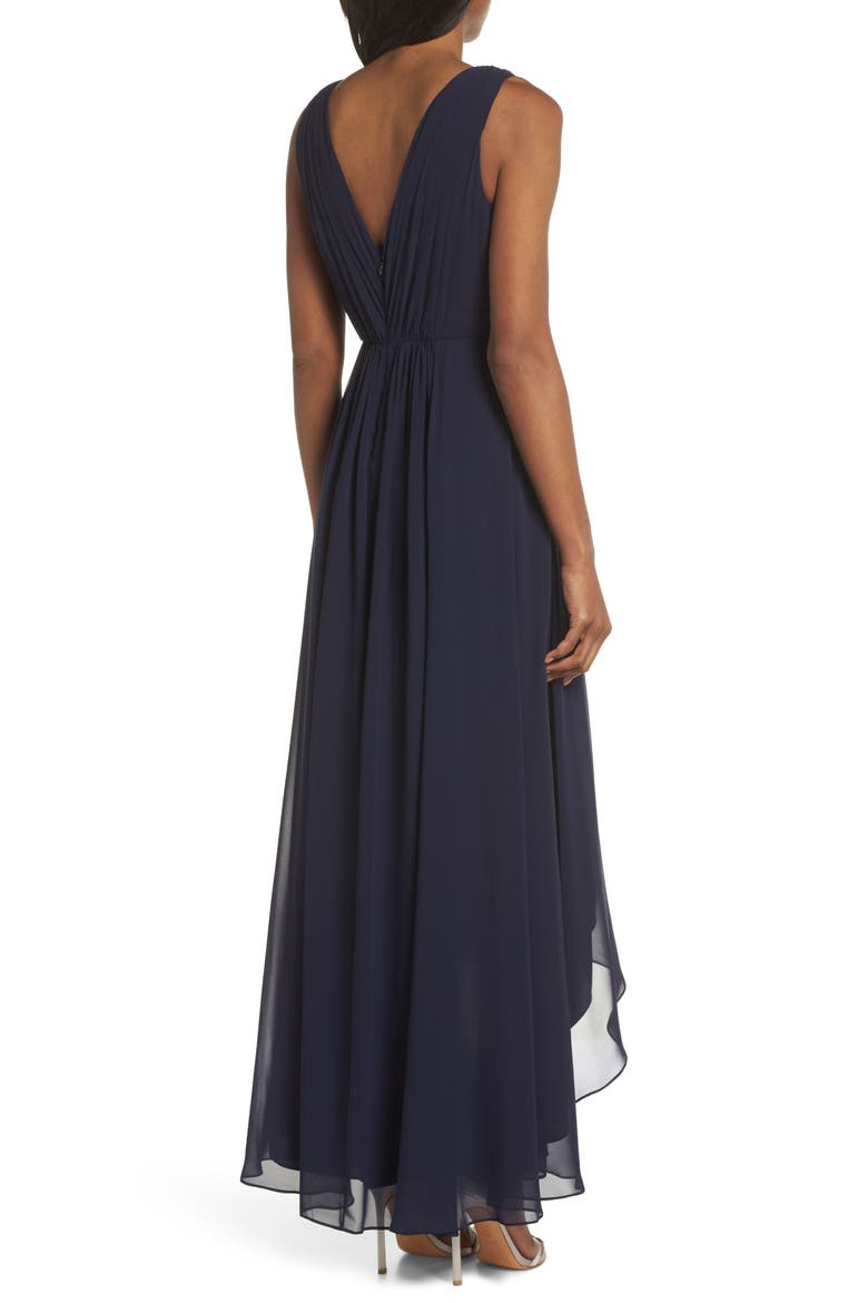 Embellished High/Low Chiffon Dress, Alternate, color, NAVY