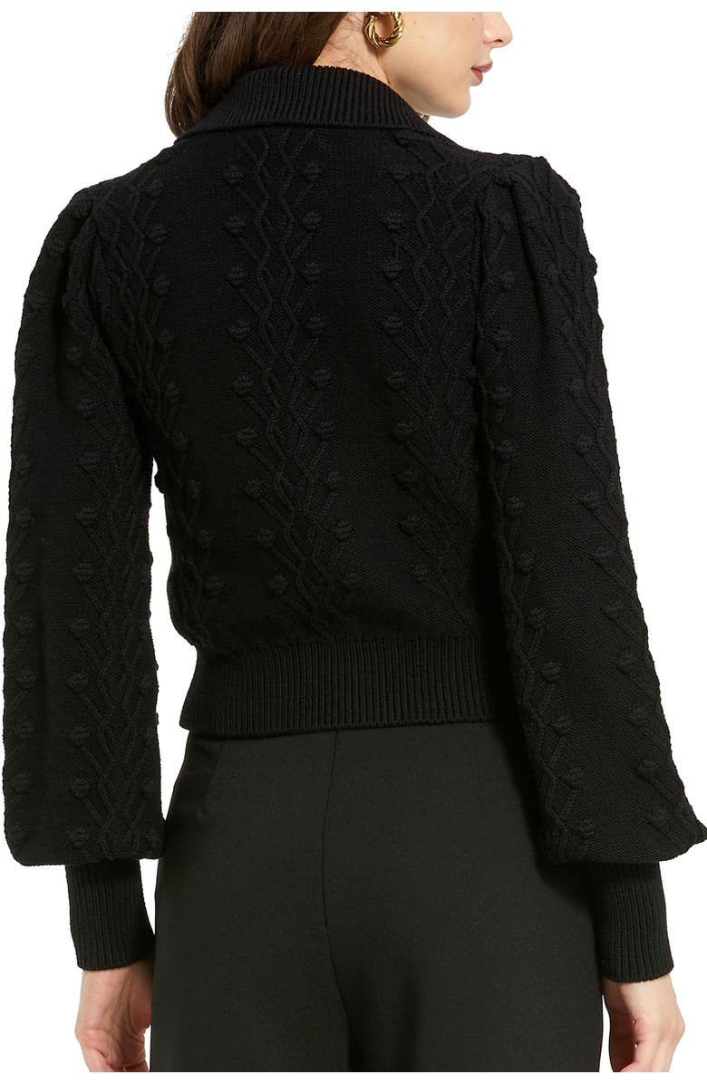 Mac Duggal Bobble Knit Button Up Cardigan, Alternate, color, Black