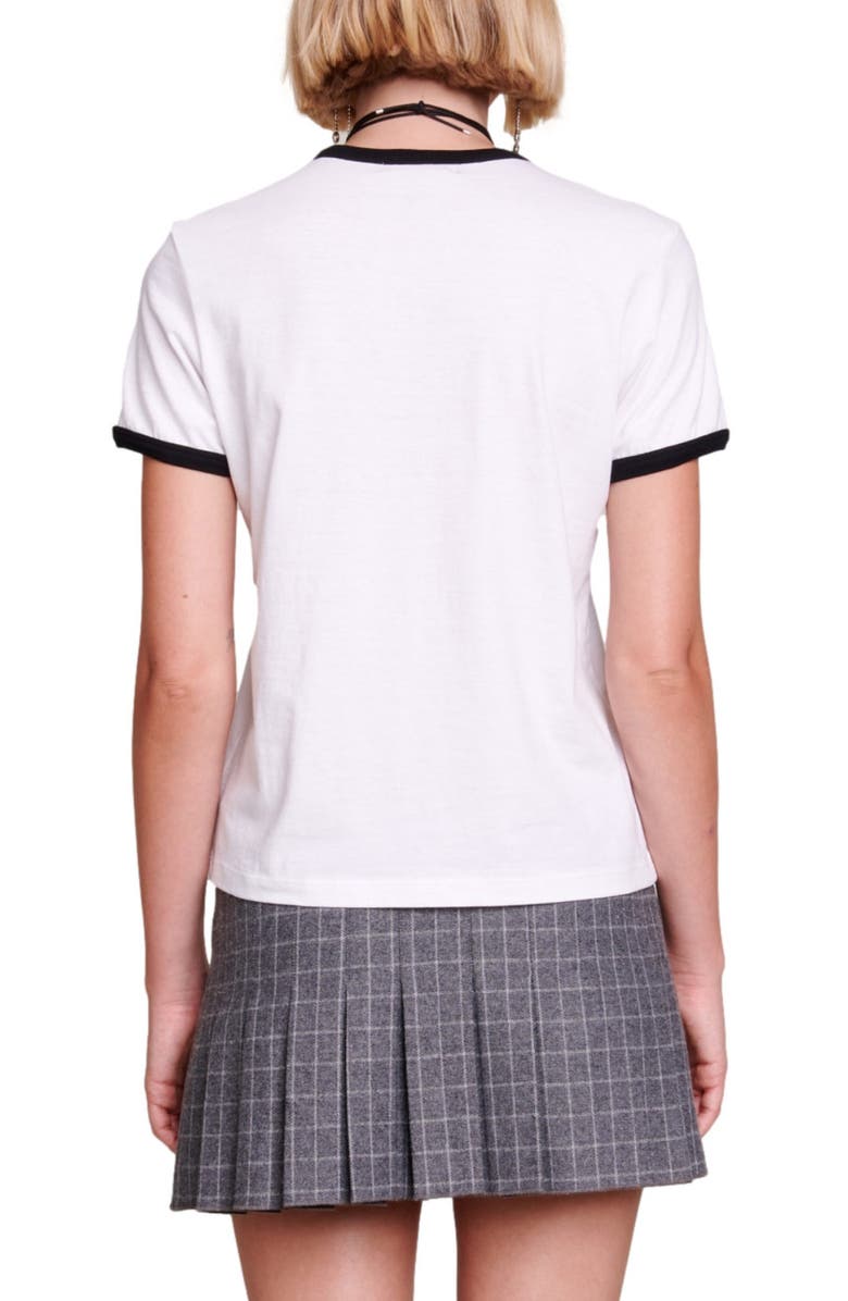 maje Contrast Trim Cotton T-Shirt, Alternate, color,