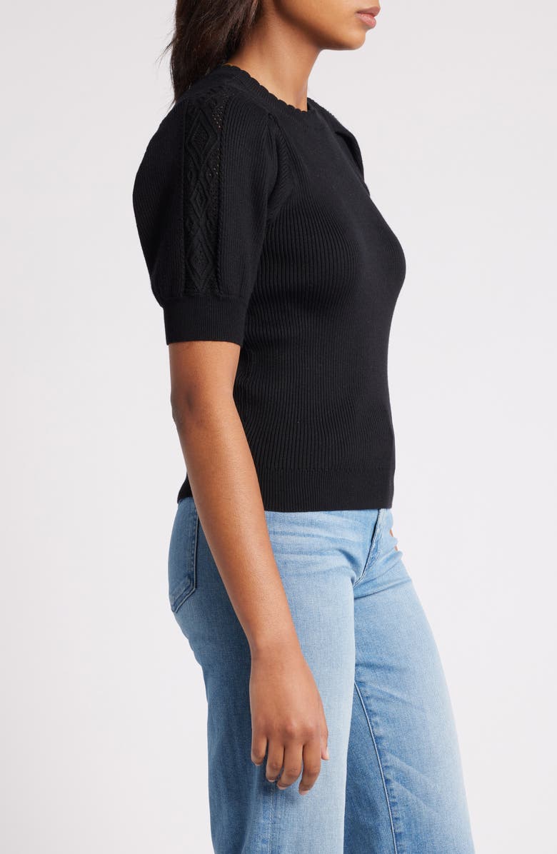 Wit & Wisdom Short Sleeve Rib Sweater, Alternate, color, 