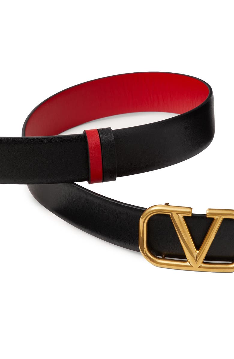 Valentino VLOGO Buckle Reversible Leather Belt, Alternate, color,