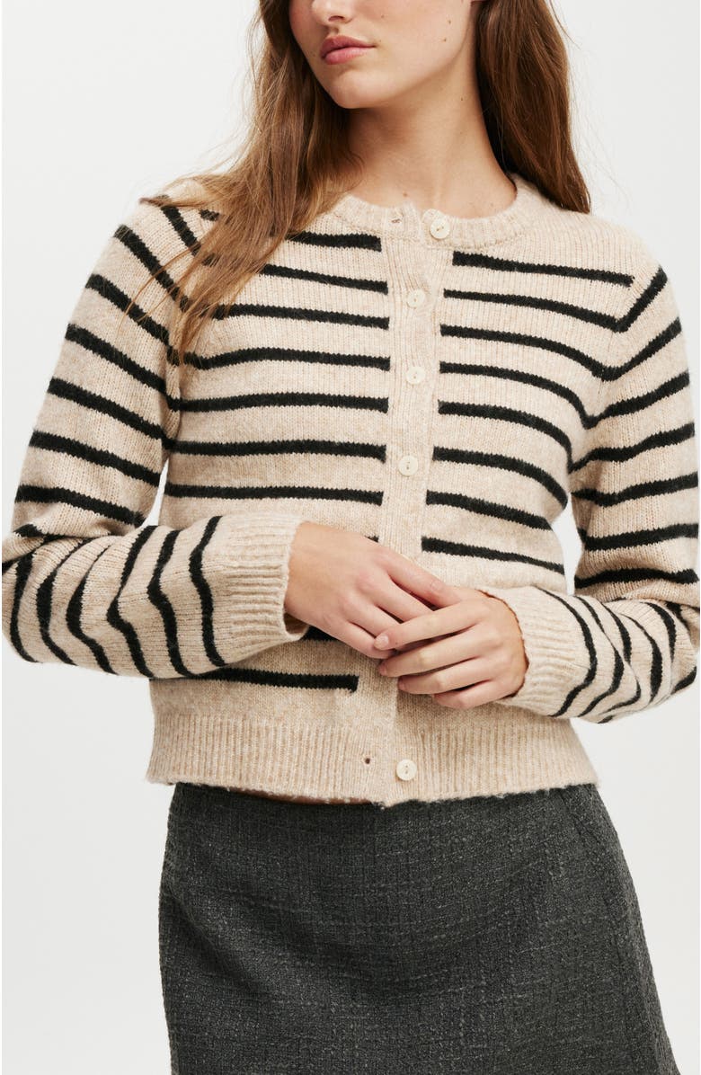 Cotton On Luxe Crew Button Cardigan, Main, color,