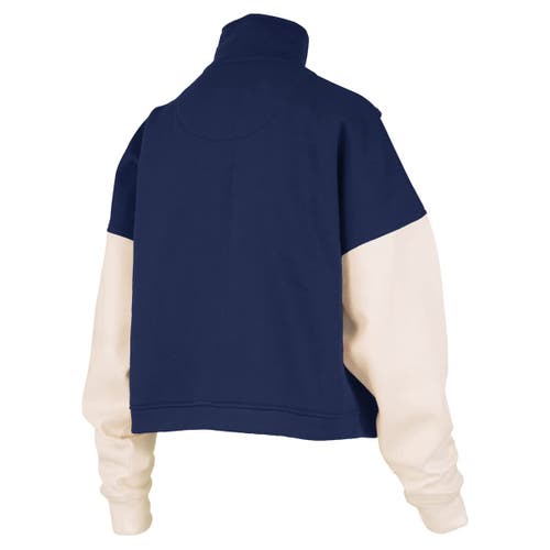 Pressbox Navy North Carolina Tar Heels Ferrara Color Block Quarter-zip Sweatshirt In Blue