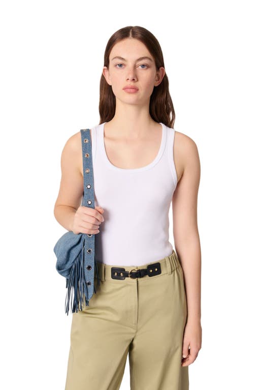 Maje Rib Knit Tank Top In White