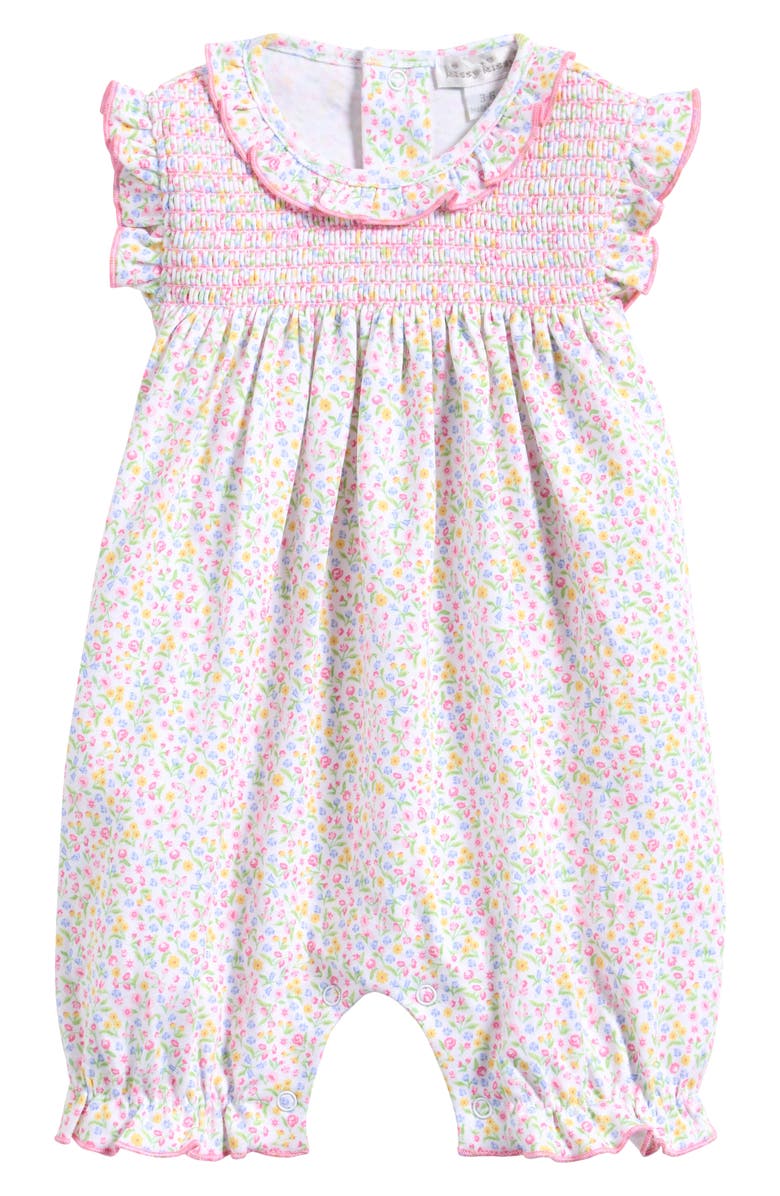 Kissy Kissy Floral Smocked Pima Cotton Romper, Main, color,