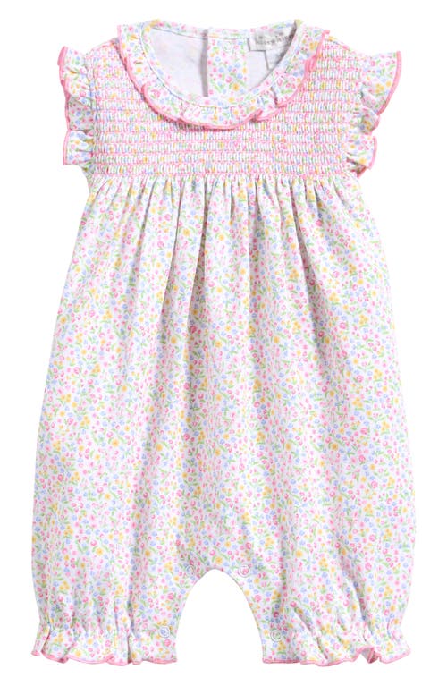 Kissy Kissy Floral Smocked Pima Cotton Romper In Floral Multi