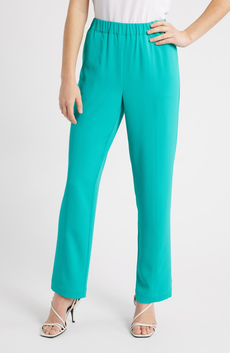 Ming Wang Crêpe de Chine Pants, Main, color, Emerald Awe