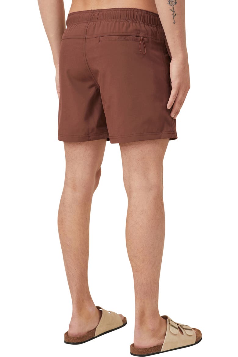 Stretch Swim Trunks, Alternate, color, CHOCOLATE