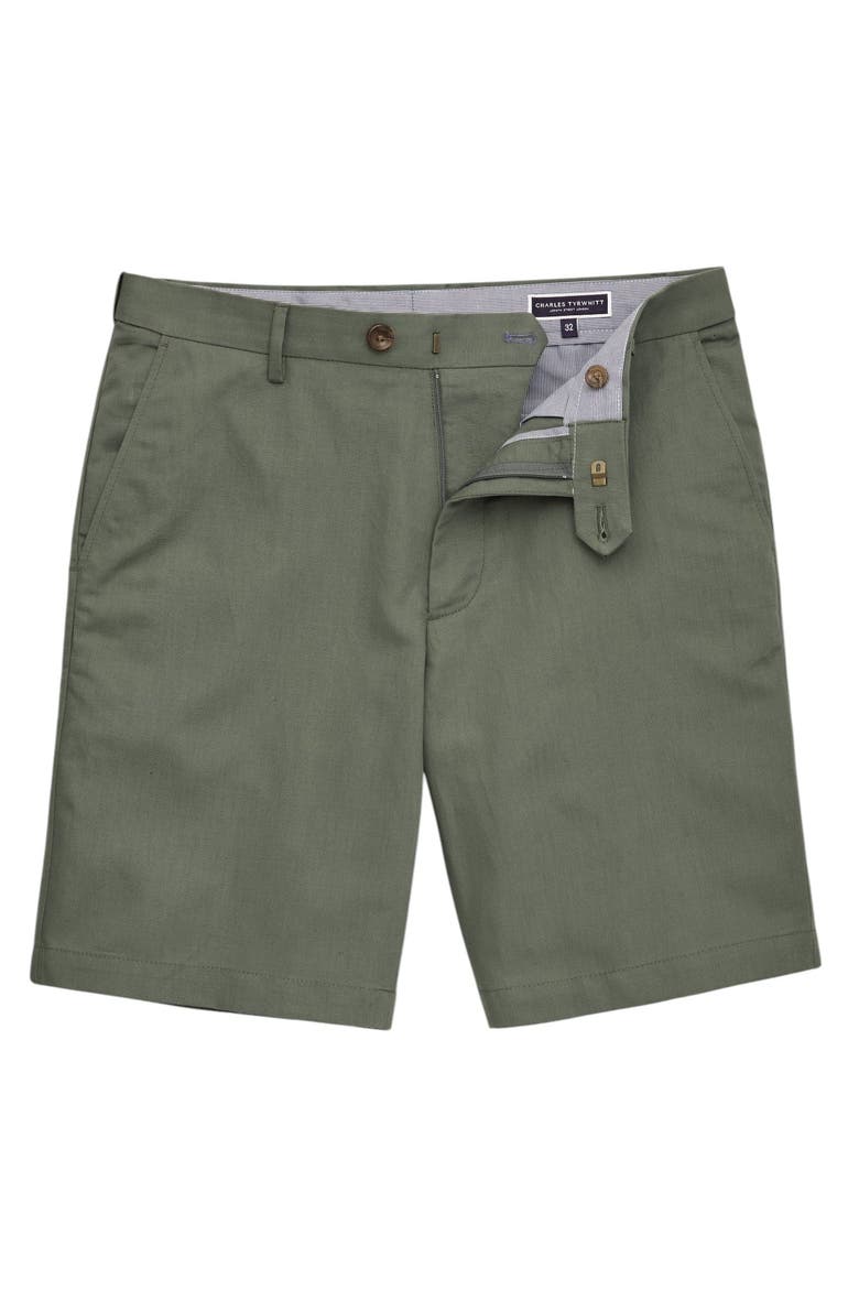 Cotton Linen Shorts, Alternate, color, Green