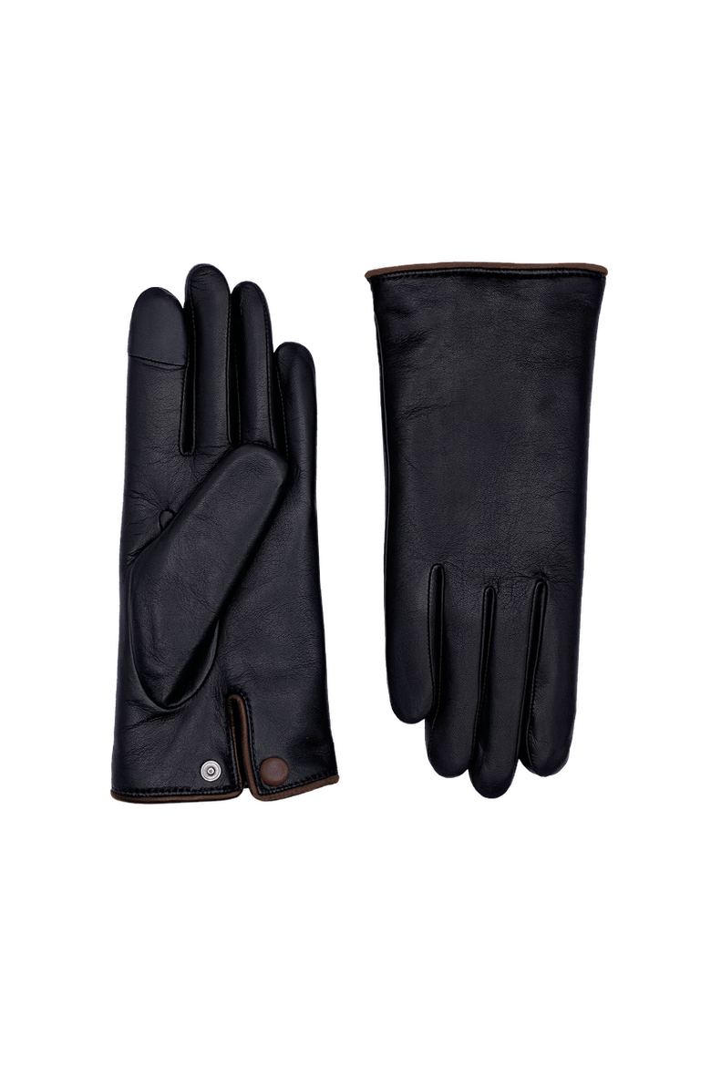 Agatha Leather Gloves with Wrist Snap, Main, color, Tnoir/Whisky