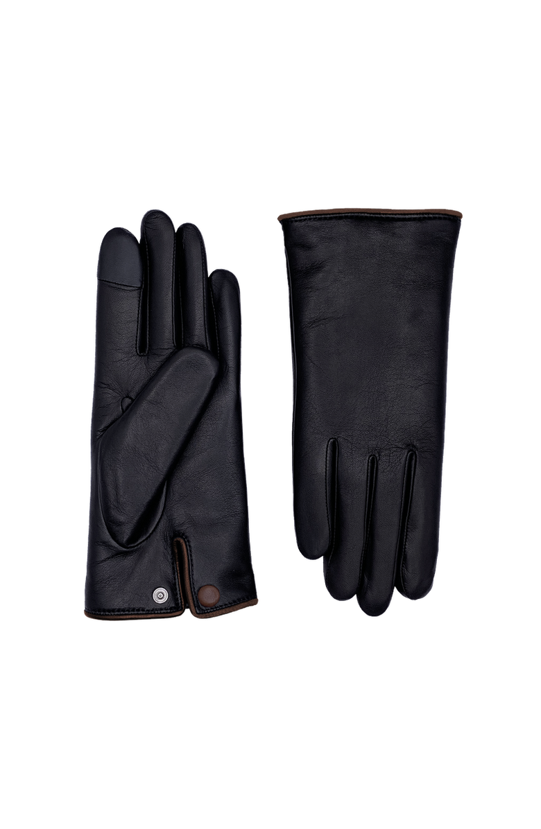Agnelle Agatha Leather Gloves with Wrist Snap, Main, color, Tnoir/Whisky
