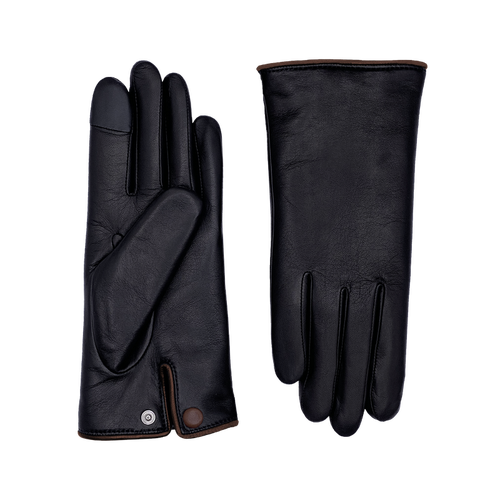 Agnelle Agatha Leather Gloves With Wrist Snap In Black