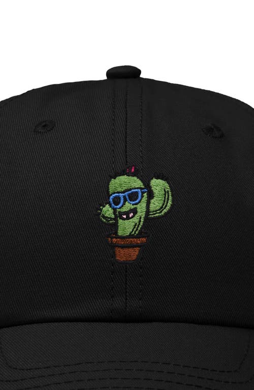 Dalix Cactus Embroidered Casual Cap In Black